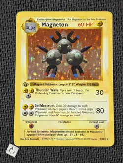 Magneton 9/102 - 1st Edition Shadowless Base Set Holo Rare Pokemon TCG MP - Image 1