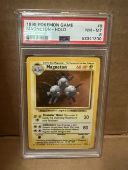 Pokemon TCG Magneton 9/102 Base Set Holo Rare PSA 8 - Image 1
