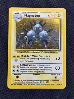 Pokemon TCG Magneton 9/102 Base Set Holo Rare Card Played Condition - Image 1