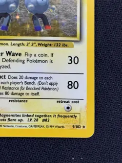 Pokemon TCG Magneton 9/102 Base Set Holo Rare Card Played Condition - Image 4