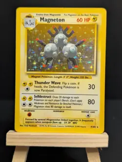 Pokemon TCG Magneton 9/102 Base Set Holo Rare 1999 English - Image 1
