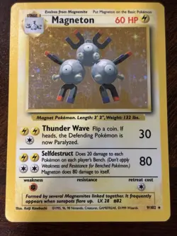 Pokemon TCG Magneton 9/102 Base Set Holo Rare Wizards of the Coast 1999 LP+ - Image 1
