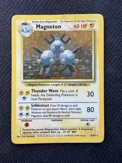 Pokemon TCG Magneton Base Set Holo Unlimited Rare Card 9/102 HP - Image 1