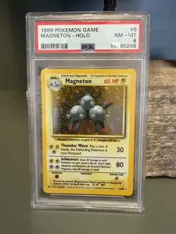 Pokemon TCG 1999 Magneton Holo Rare Base Set PSA 8 #9/102 English - Image 1