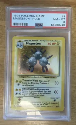 Pokemon TCG 1999 Magneton Holo Rare Base Set PSA 8 #9/102 English - Image 5