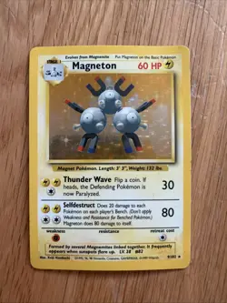 Pokemon TCG Magneton Base Set Holo Unlimited Rare Card 9/102 - Image 1