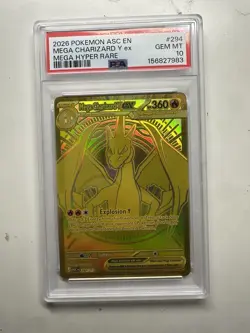 2026 Pokemon ascended heroes Mega Charizard Y EX gold hyper rare #294/217 PSA 10 - Image 1