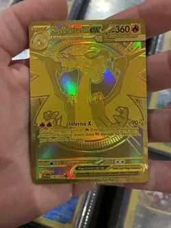 Mega Charizard x Ex Gold Hyper Rare 130/094 Phantasmal Flames Pokemon Card - Image 1