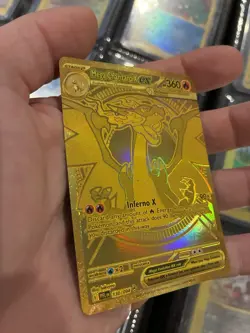 Mega Charizard x Ex Gold Hyper Rare 130/094 Phantasmal Flames Pokemon Card - Image 3