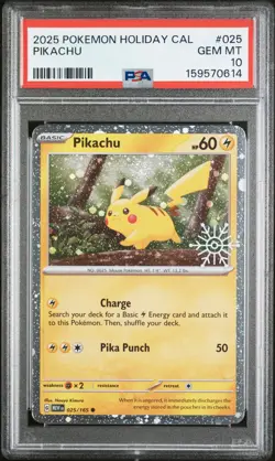 2025 POKEMON HOLIDAY CALENDAR #025 PIKACHU PSA 10 - Image 1