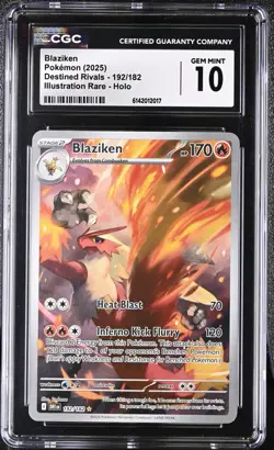 Pokemon Destined Rivals - Blaziken 192 Illustration Rare Holo CGC 10 GEM MINT - Image 1