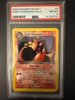 Pokemon Team Rocket Dark Charizard Holo Rare Unlimited 4/82 2000 PSA 8 - Image 1