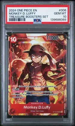 2024 ONE PIECE PROMOS 006 MONKEY D. LUFFY TREASURE BOOSTERS SET PSA 10 GEM MINT - Image 1