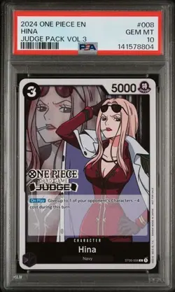 2024 ONE PIECE JUDGE PACK VOLUME 3 008 HINA PSA 10 GEM MINT - Image 1