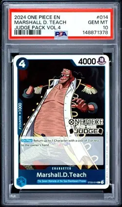 2024 ONE PIECE JUDGE PACK VOLUME 4 014 MARSHALL D. TEACH PSA 10 GEM MINT - Image 1