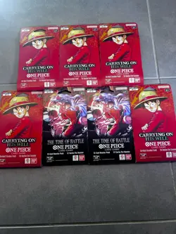 One Piece Lot 5x OP-13 & 2x OP-16 Sleeved Booster Packs New Sealed - Image 1