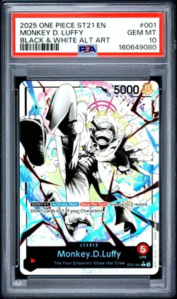 2025 One Piece CCG Monkey D. Luffy Leader Alt Art Foil PSA 10 ST21-001 - Image 1