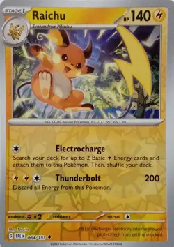 064/193 RAICHU REVERSE HOLO PALDEA EVOLVED POKEMON CARD - Image 1