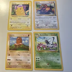 Wizards of the Coast 1999 Pokemon TCG Base/Jungle 4-Card Lot Pikachu - Image 1