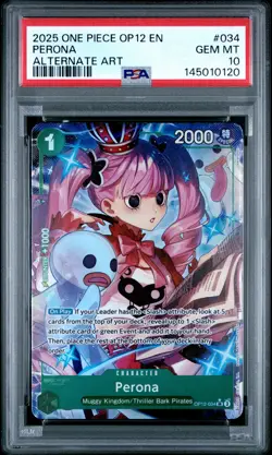 2025 ONE PIECE OP12-LEGACY OF THE MASTER ALTERNATE ART #034 PERONA PSA 10 - Image 1