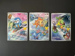 Pokemon First Partner Illustration Collection Sinnoh Set Turtwig Chimchar Piplup - Image 1