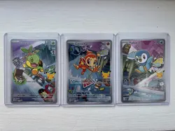Pokemon First Partner Illustration Collection | Turtwig Chimchar Piplup Set - Image 1