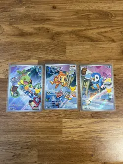Pokemon First Partner Illustration Collection Turtwig Chimchar Piplup Promo Set - Image 1