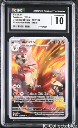 CGC 10 Gem Mint Blaziken 192/182 Illustration Rare Holo Destined Rivals Pokemon - Image 1