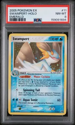 Pokemon TCG Swampert EX Emerald Holo Rare Card 11/106 PSA 8 - Image 1