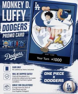 2026 ONE PIECE LOS ANGELES DODGERS MONKEY D LUFFY DON CARD PROMO 7/2/26 PRESALE - Image 2