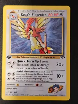 Pokemon TCG Koga's Pidgeotto 27 Gym Challenge 1st ed Near Mint (non-holo) - Image 1