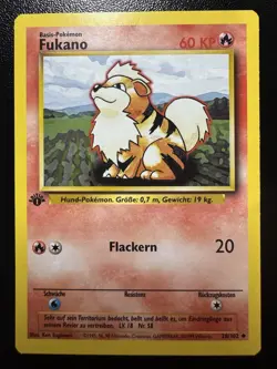 Growlithe 28/102 Base Set German Fukano 1st Edition 1999 Pokemon (NM-) - Image 1