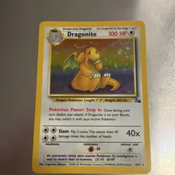 WoTC Pokemon TCG Fossil Dragonite 4/62 Holo Rare 100HP Eng 1999 Unlimited - Image 1