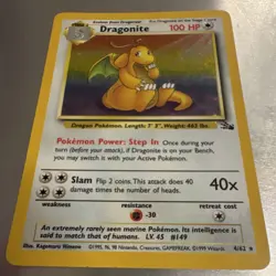 WoTC Pokemon TCG Fossil Dragonite 4/62 Holo Rare 100HP Eng 1999 Unlimited - Image 2