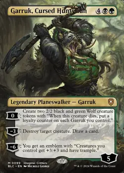 NM Extended Art Garruk, Cursed Huntsman, MTG, Bloomburrow Commander, Magic, 99 - Image 1