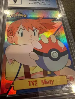 1999 Topps Pokemon Series 1 Misty TV3 Rainbow Foil CGC 9 LOW Pop 1st print - Image 3