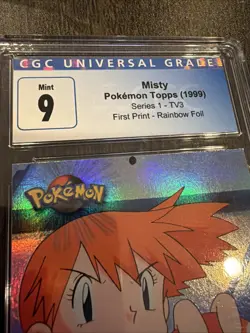 1999 Topps Pokemon Series 1 Misty TV3 Rainbow Foil CGC 9 LOW Pop 1st print - Image 4