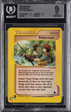 2003 POKEMON SKYRIDGE #125 FISHERMAN-REVERSE FOIL BGS 9 - Image 1