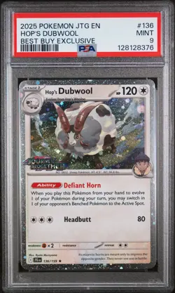 2025 POKEMON JTG EN-JOURNEY TOGETHER BEST BUY EXCLUSIVE #136 HOP'S DUBWOOL PSA 9 - Image 1