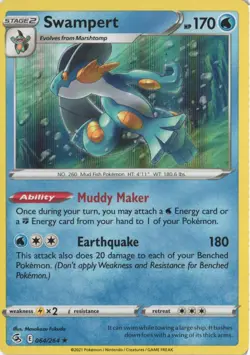 Swampert 064/264 Holo Rare Fusion Strike Pokemon Holo Near Mint - Image 1