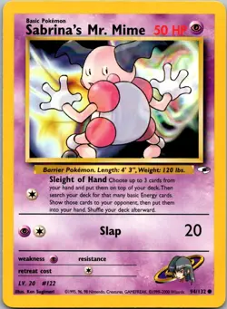 Sabrina's Mr. Mime 94/132 Common Gym Heroes Pokemon Unlimited Near Mint - Image 1