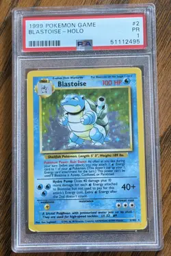 1999 POKEMON BASE SET UNLIMITED #2 BLASTOISE-HOLO PSA 1 - Image 1