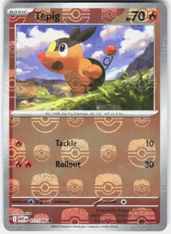 Tepig (Master Ball Pattern) 011/086 Common White Flare Pokemon Holo Near Mint - Image 1