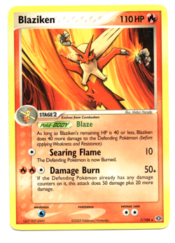 Blaziken Non-Holo Rare 1/106 Pokemon TCG EX Emerald 2005 - Image 1