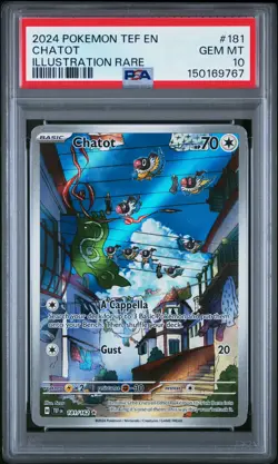 2024 Pokemon Tef EN-Temporal Forces Chatot Illustration Rare PSA 10 - Image 1