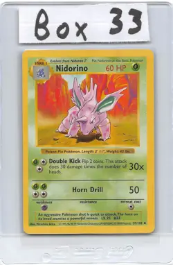 NIDORINO 37/102 - Shadowless - BASE SET - VINTAGE WOTC Pokemon Card - NM/LP - Image 1