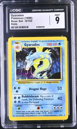 Pokemon Card Gyarados 6/102 Holo Foil Base Set 1999 CGC 9 MINT - Image 1