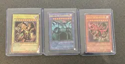 YU-GI-OH! Egyptian God Cards GBI-001 002 003 Ra Slifer Obelisk Set Ultra Rare - Image 1
