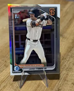 James Tibbs III 2024 Bowman 1ST DRAFT CHROME SILVER HOLO REFRACTOR PROSPECT - Image 4