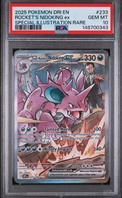 2025 Pokemon Dri EN-Destined Rivals Rocket's Nidoking EX PSA 10 #233 - Image 1